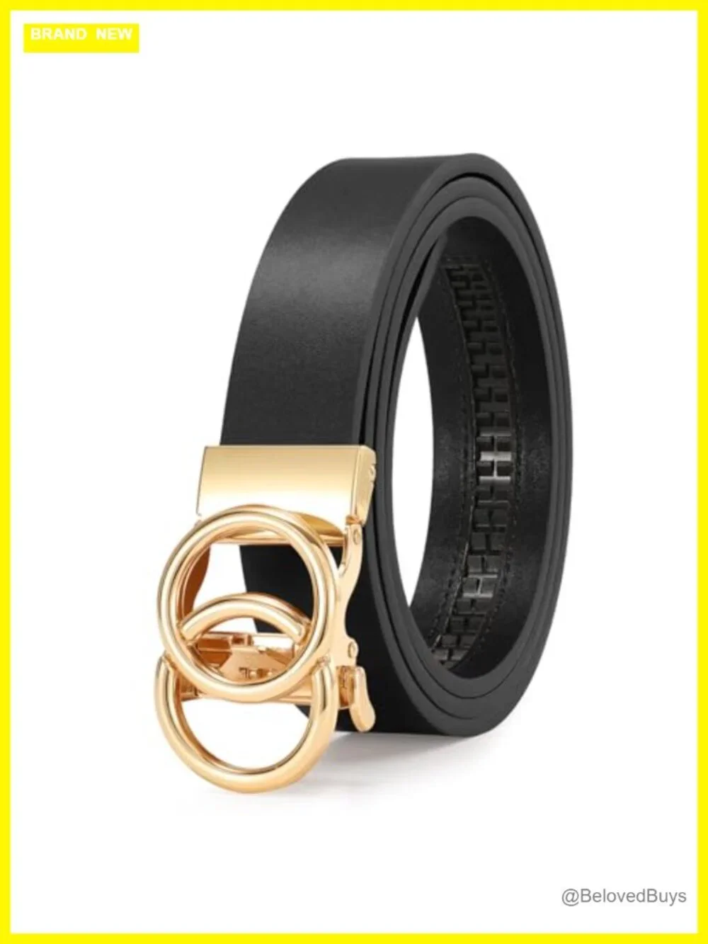 Women's Ratchet Leather Belt with Automatic Sliding Buckle